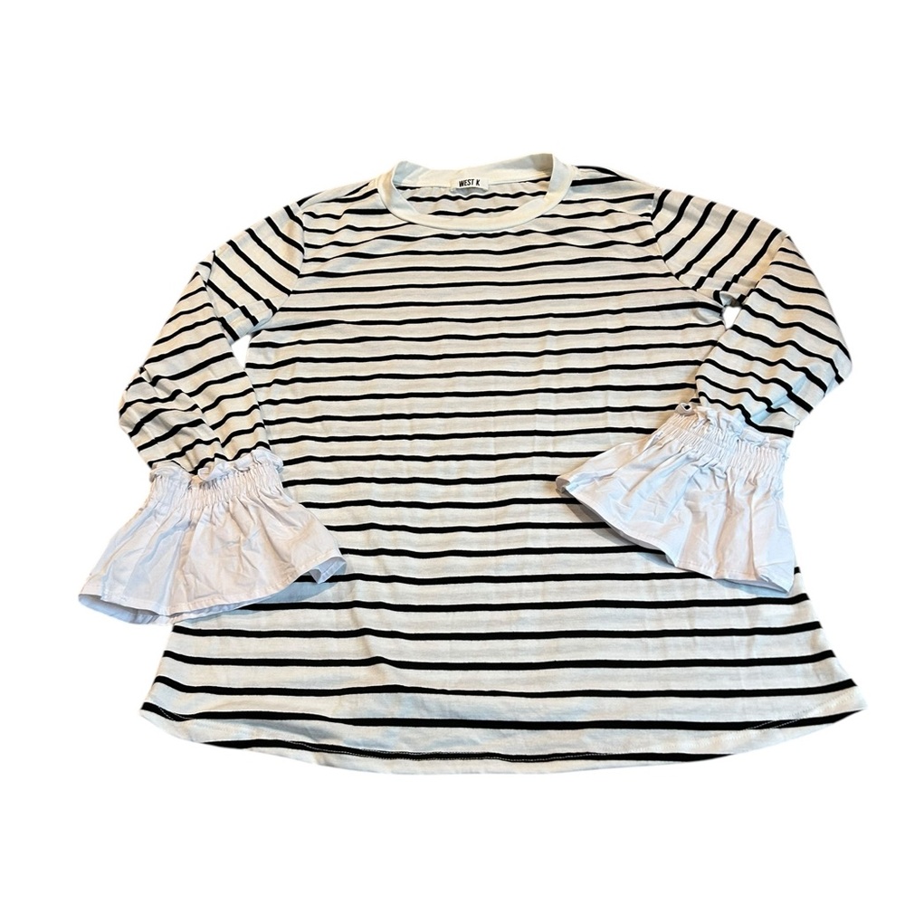 3/$15 WEST K striped T-shirt with ruffle cuffs